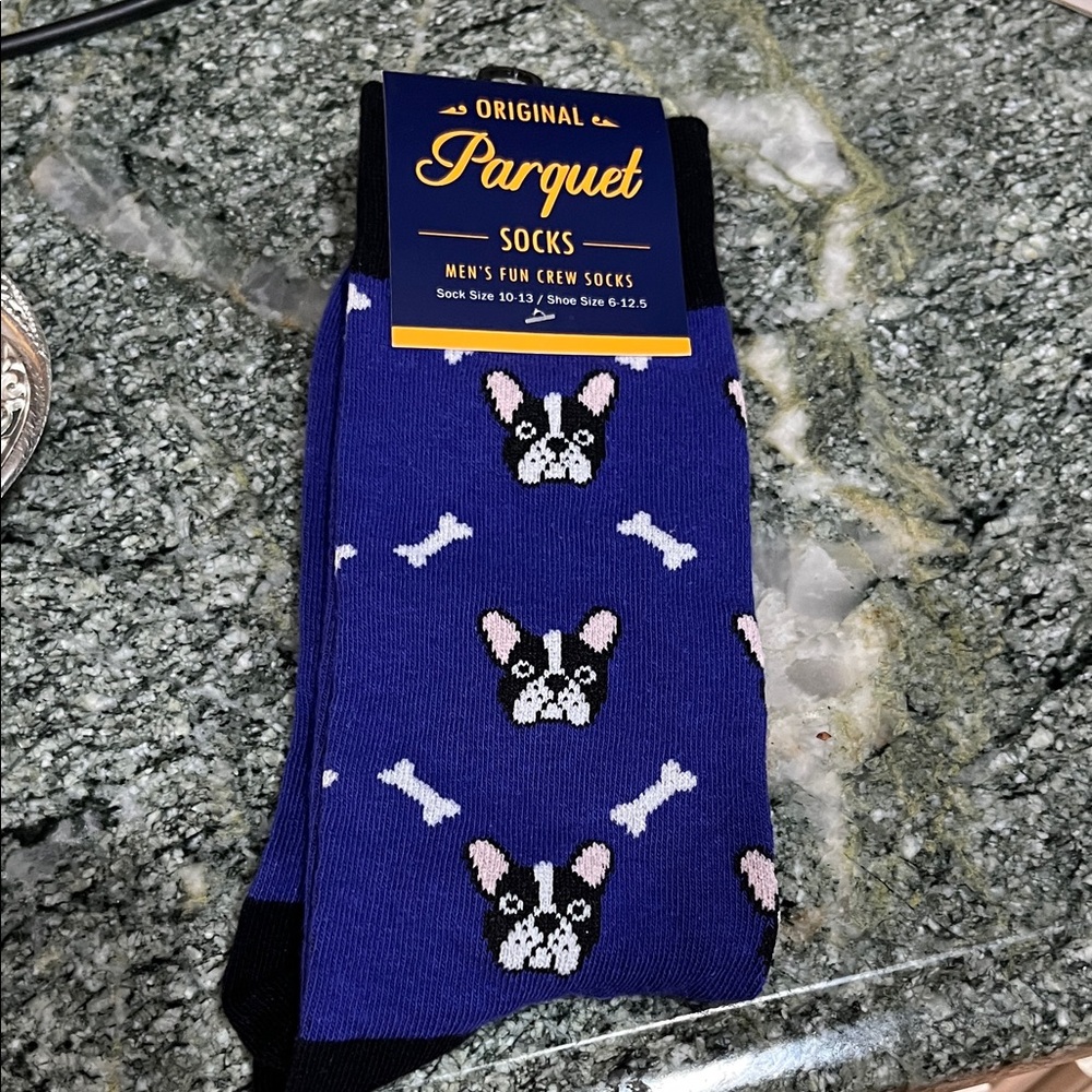 Parquet Blue Dog Pattern Crew Socks